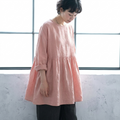 M~2XL 綿麻 無地 着痩せ効果ブラウス 2XL ピンク