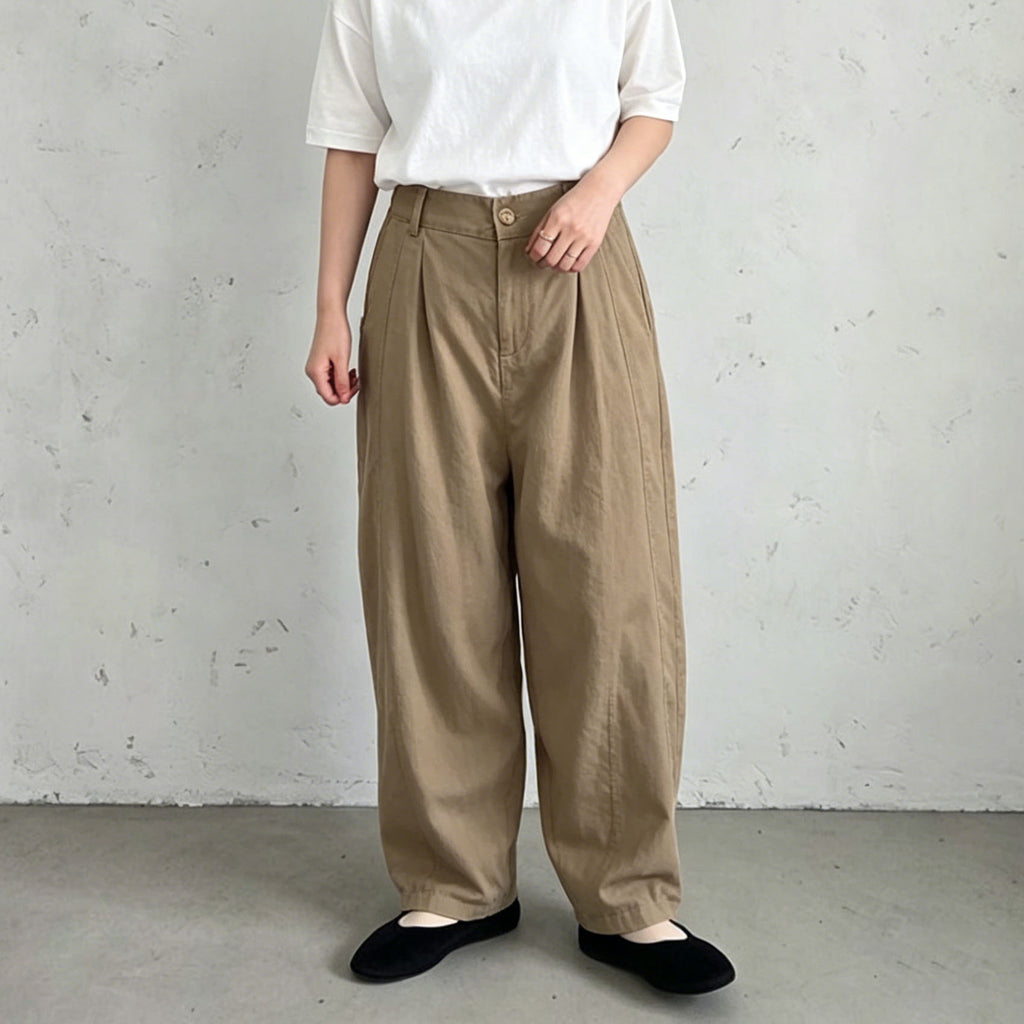 S~XL 綿麻 無地 ポケット付き カジュアル ガウチョパンツ S ブラウン