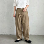 S~XL 綿麻 無地 ポケット付き カジュアル ガウチョパンツ S ブラウン