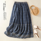 M-2XL プリント Aライン スカート 2XL ブルー