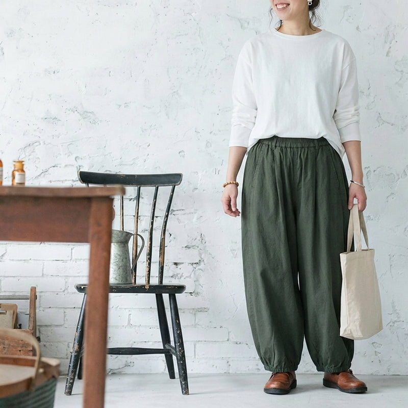 M-4XL 暑がりな私のパンツ コットン ガウチョパンツ M ブラック