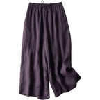 M-6XL リボン 無地 綿麻 アンクル丈（9分丈）体型をカバー カジュアルパンツ M コーヒー