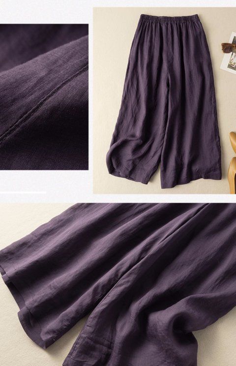 M-6XL リボン 無地 綿麻 アンクル丈（9分丈）体型をカバー カジュアルパンツ M コーヒー