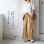 M-6XL リボン 無地 綿麻 アンクル丈（9分丈）体型をカバー カジュアルパンツ M コーヒー
