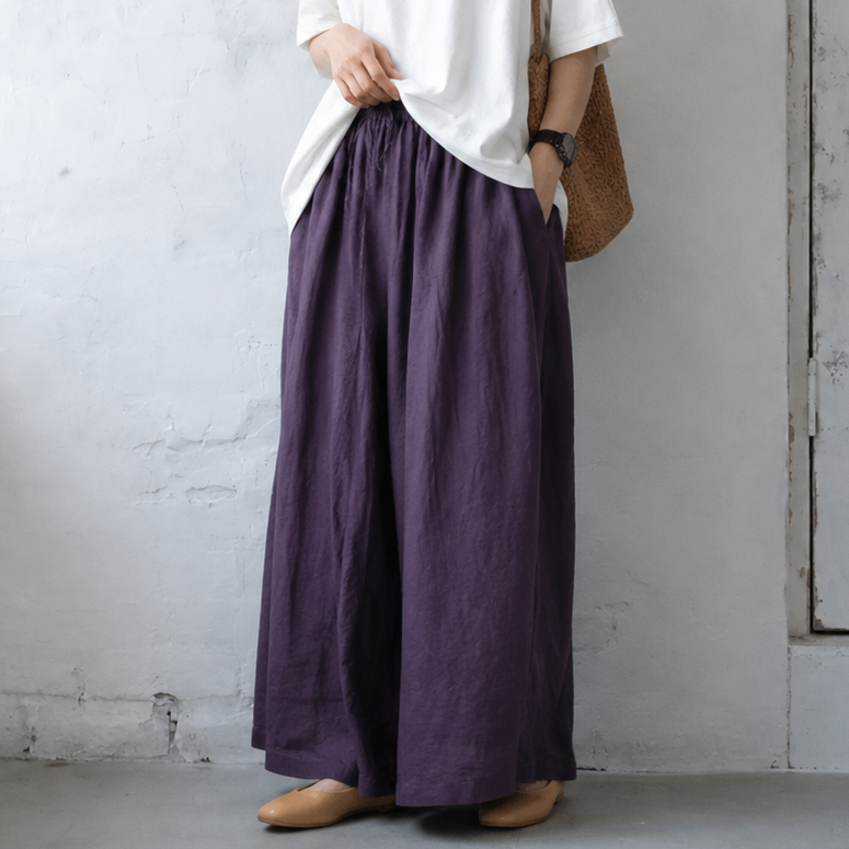 M-6XL リボン 無地 綿麻 アンクル丈（9分丈）体型をカバー カジュアルパンツ M コーヒー
