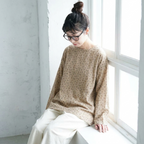 フリー 花柄 プルオーバー 長袖 ラウンドネック カジュアル Tシャツ フリー ブラック