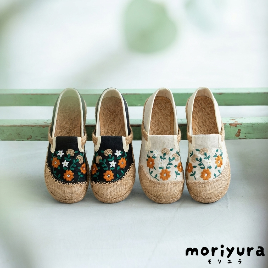 22.5-25cm 花模様 キュート プリント  刺繍  キック 22.5 ホワイト