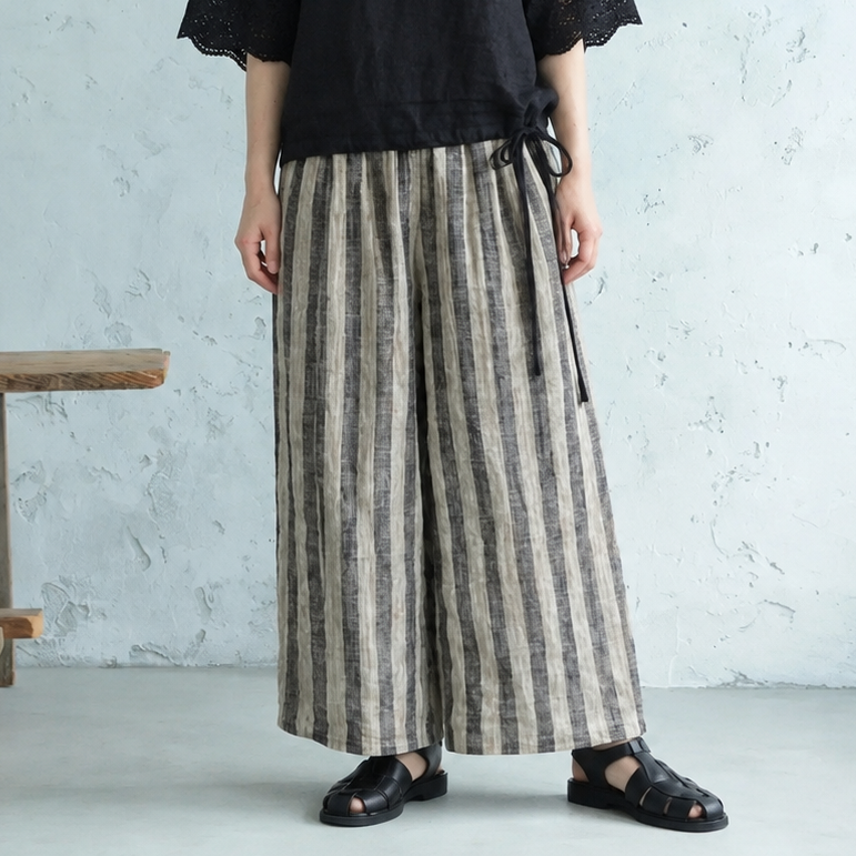 新品殺到M-XL 綿麻 レギュラー丈 ストライプ柄 無地 ノーマルスリーブ 五分袖 ファッション  2点セット M 写真通り