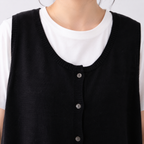 M-XL 綿麻 無地 ノースリーブ ノーマルスリーブ ロング丈 半袖 シンプル 半袖シャツ、ベスト、パンツ  3点セット M 写真通り/3点セット
