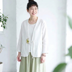M-2XL 森ガール シンプル 無地 刺繍 長袖 ボタン カーディガン M ホワイト