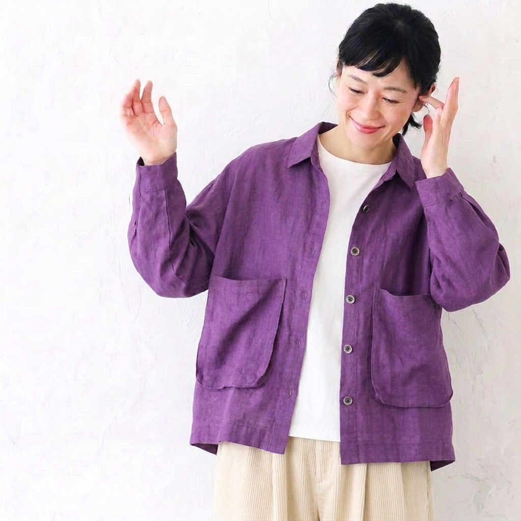 【コットン】2XL-5XL  無地 ポケット付き ボタン 長袖 カジュアル シャツ 2XL ホワイト