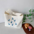 毎日モテ続けちゃう！収納力抜群 軽量 刺繍 モリ系 キャンバスバッグ フリー 青い花