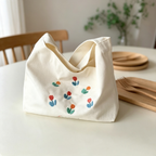 毎日モテ続けちゃう！収納力抜群 軽量 刺繍 モリ系 キャンバスバッグ フリー 青い花