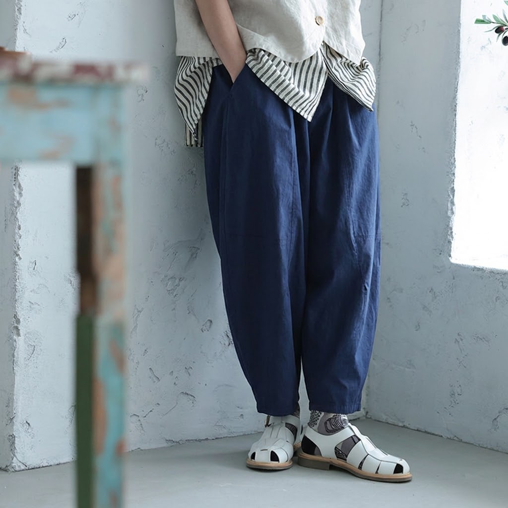 S-2XL 耐久性 リラックス感 シンプル 無地 ナチュラル カジュアルパンツ S ブルー