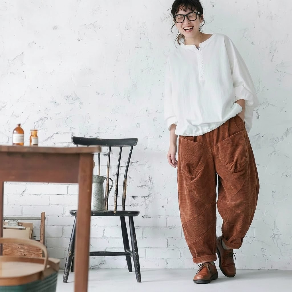 M-2XL 秋冬新作 秋色 無地 シンプル コーデュロイ カジュアルパンツ M アイボリー