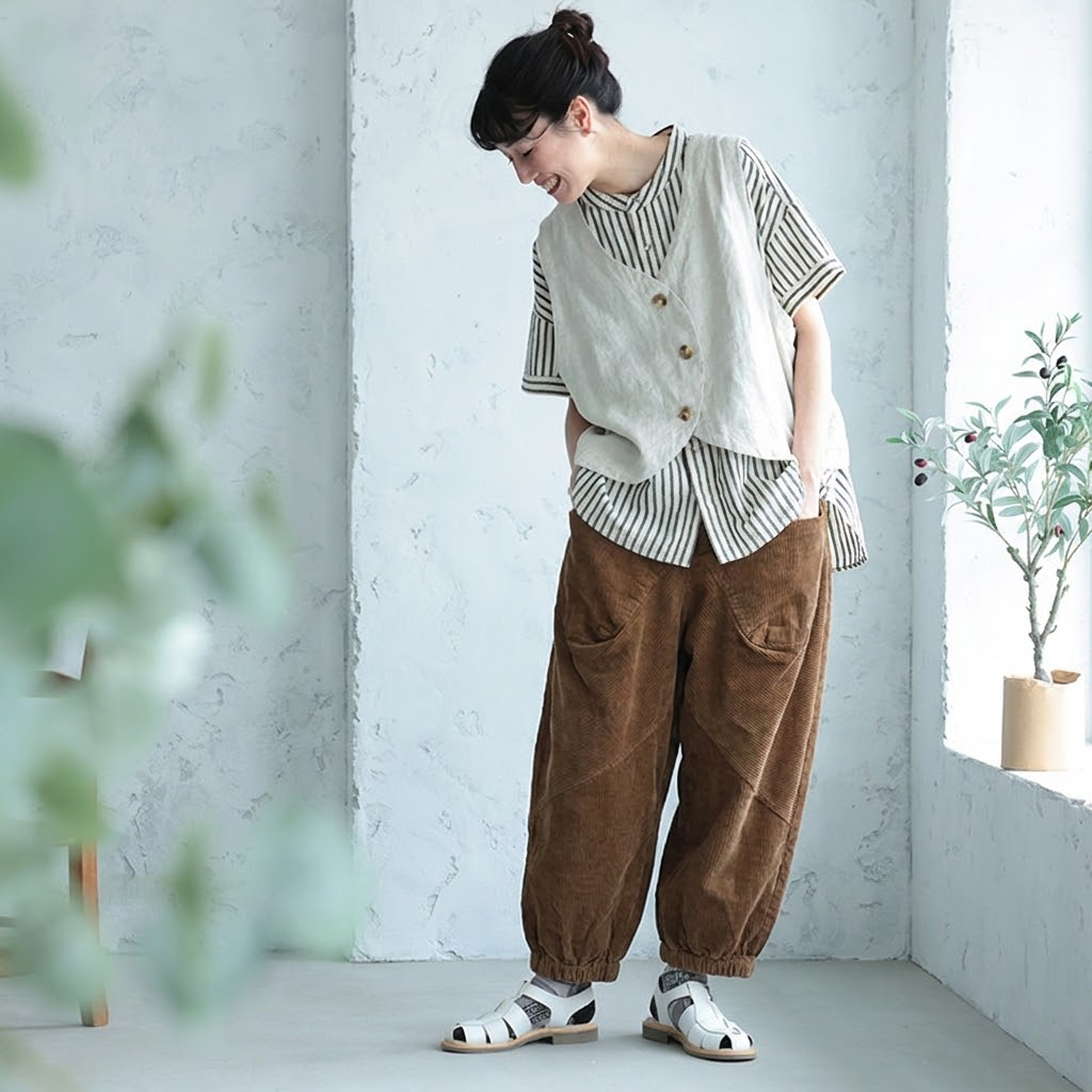 M-2XL 秋冬新作 秋色 無地 シンプル コーデュロイ カジュアルパンツ M アイボリー