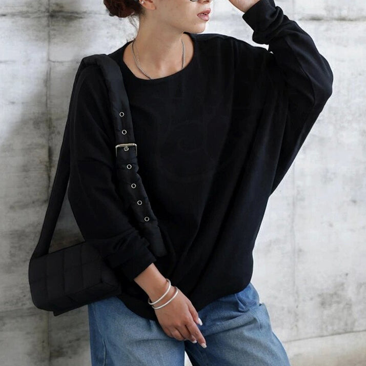 ML 丸襟 ゆったり ロングスリーブ インナー 心地よい気候 Ｔシャツ M ホワイト