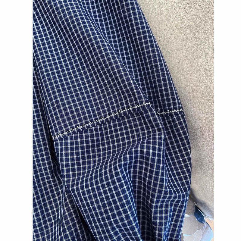 M-2XL 女性らしさ全開 チェック柄  長袖 切り替え シンプル シャツ M ブルー