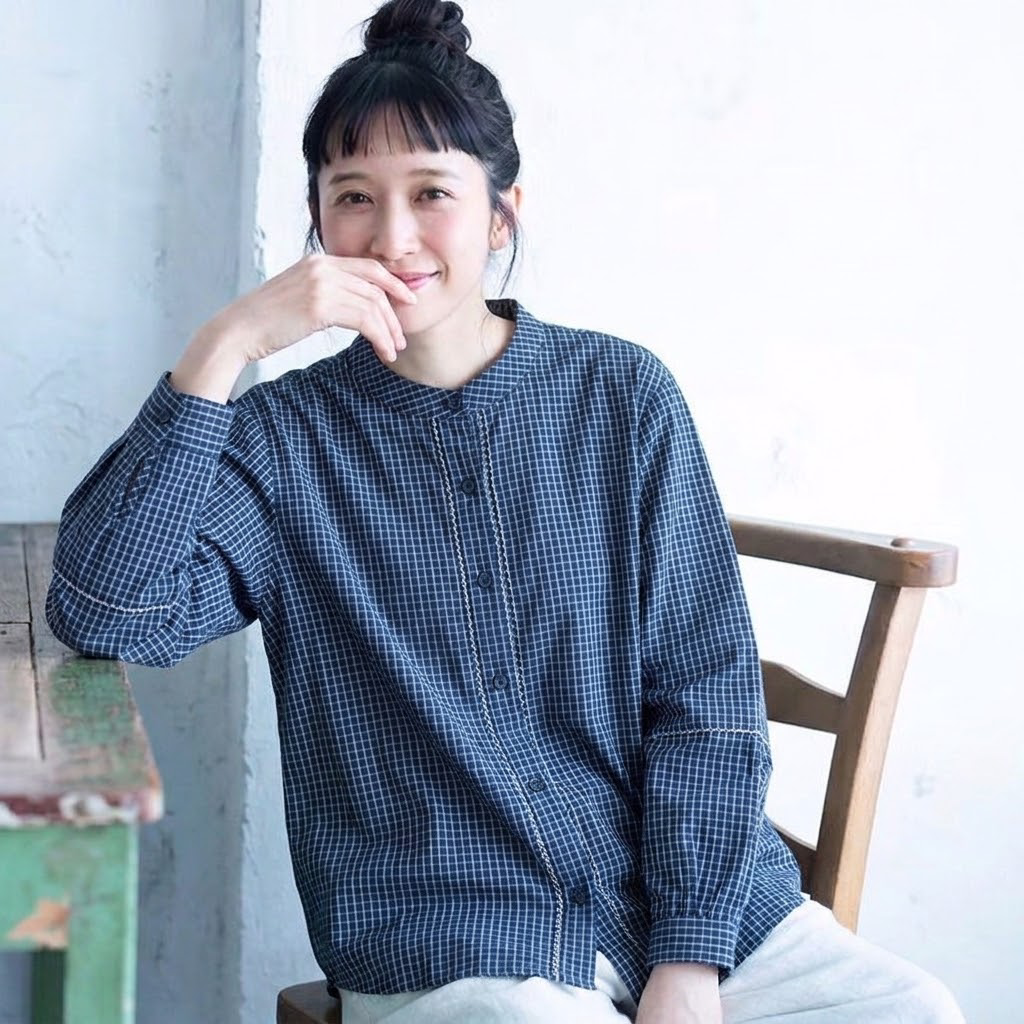 M-2XL 女性らしさ全開 チェック柄  長袖 切り替え シンプル シャツ M ブルー