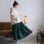 M-XL プリント 柔らかい テクスチャ シンプル 季節の変わり目 スカート M ダークグリーン