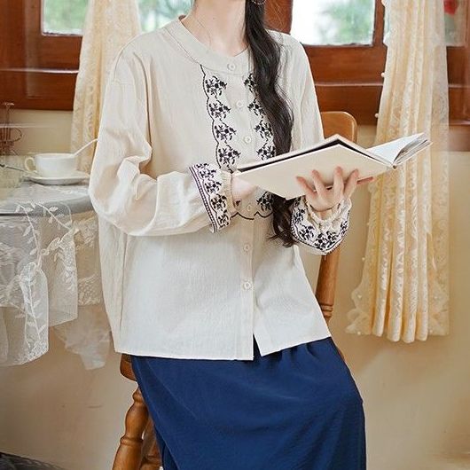 季節の変わり目 S-XL 絶対欲しい 無地 刺繍 長袖 ノーマルスリーブ ボタン 2点セット S セット/【2点セット】