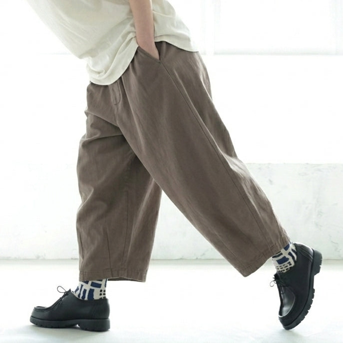 L-4XL コットン 無地 ハイウエスト アンクル丈（9分丈）カジュアルパンツ L ブラック