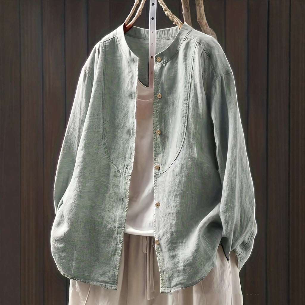 S-2XL 大人のナチュラル 軽やか 体型カバー きれいめ シャツ S ライトグリーン