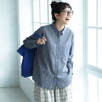L-2XL 切替ディテールを活かした、フェイクレイヤードシャツ L ブルー