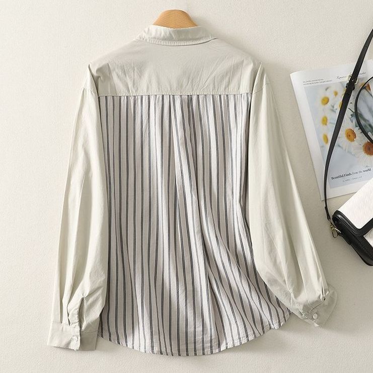 L-2XL 切替ディテールを活かした、フェイクレイヤードシャツ L ブルー