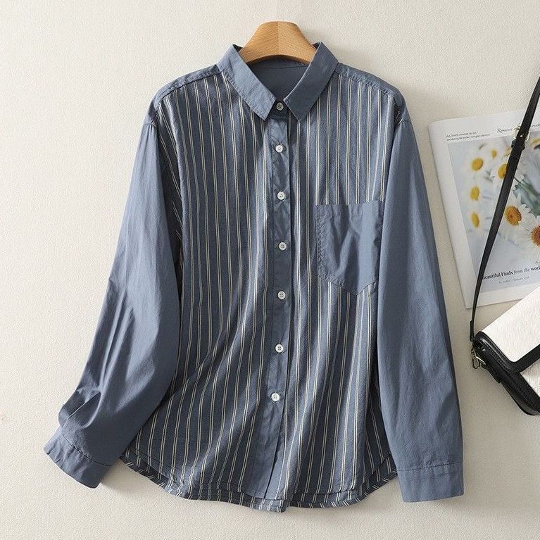 L-2XL 切替ディテールを活かした、フェイクレイヤードシャツ 2XL ブルー