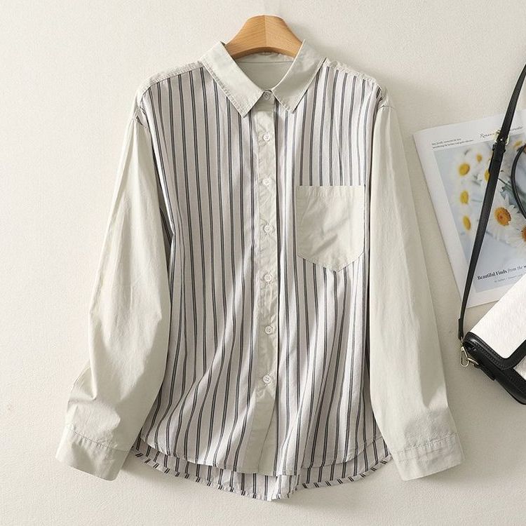 L-2XL 切替ディテールを活かした、フェイクレイヤードシャツ 2XL ベージュ