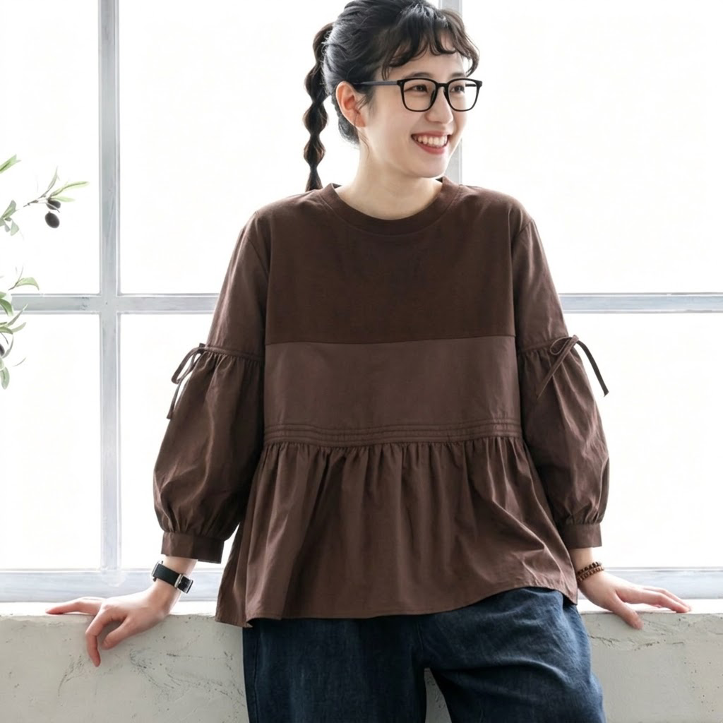 M-2XL 秋風とランタンスリーブプルオーバー M グレー