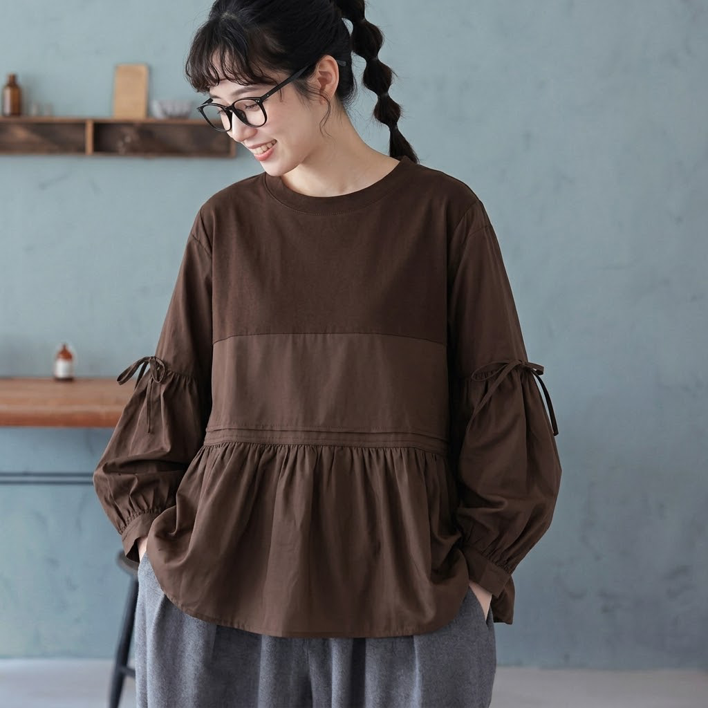 M-2XL 秋風とランタンスリーブプルオーバー M グレー