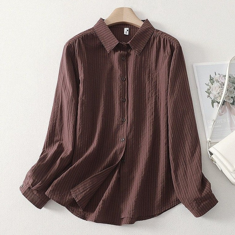 L-2XL POLOネック シングルブレスト レトロ 長袖 シャツ L イエロー