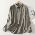 L-2XL POLOネック シングルブレスト レトロ 長袖 シャツ L イエロー