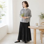 SML ナチュラル 落ち着いたカラー ロング丈 体型カバー きれいめ セットアップ S 写真通り