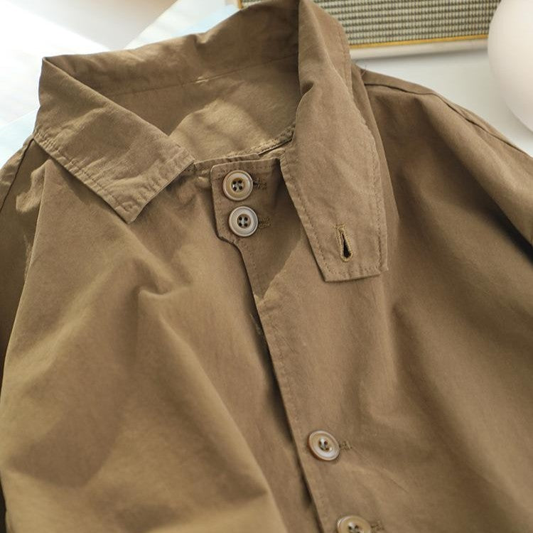 M-XL スタンドネック 無地 ボタン 長袖 ファッション トレンチコート M ダークブラウン