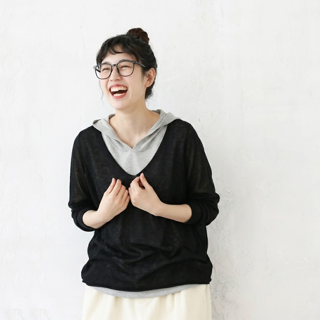 M-2XL 重ね着風 フード付き 配色 長袖 レトロ Tシャツ 2XL ブラック