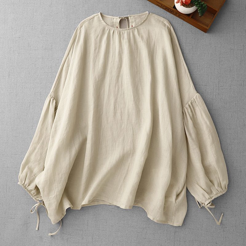 L-XL ゆったり ルーズシルエット 体型カバー シーズン移行向け きれいめ トップス L グレー