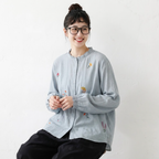 M-L 大人可愛い 長袖 スウィート 刺繍 フリル ボタン シャツ M ホワイト
