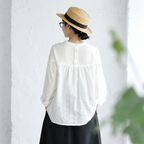 M-2XL さりげない甘さ なみなみレースの大人ブラウス M ホワイト