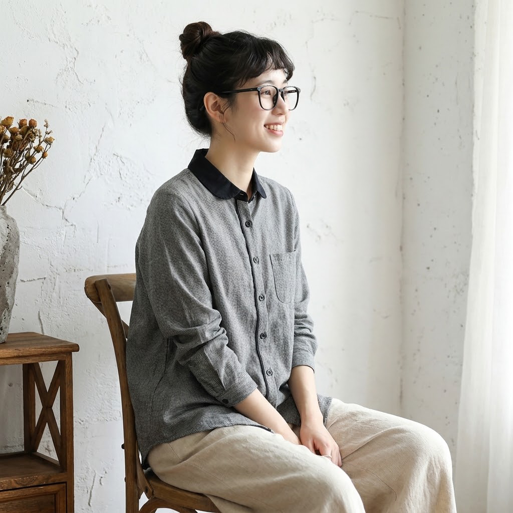M-2XL 人気上昇中 長袖 折り襟 シングルブレスト レトロ シャツ M ホワイト