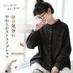 M-2XL ストライプ柄 大人向け 長袖 シャツ M ホワイト