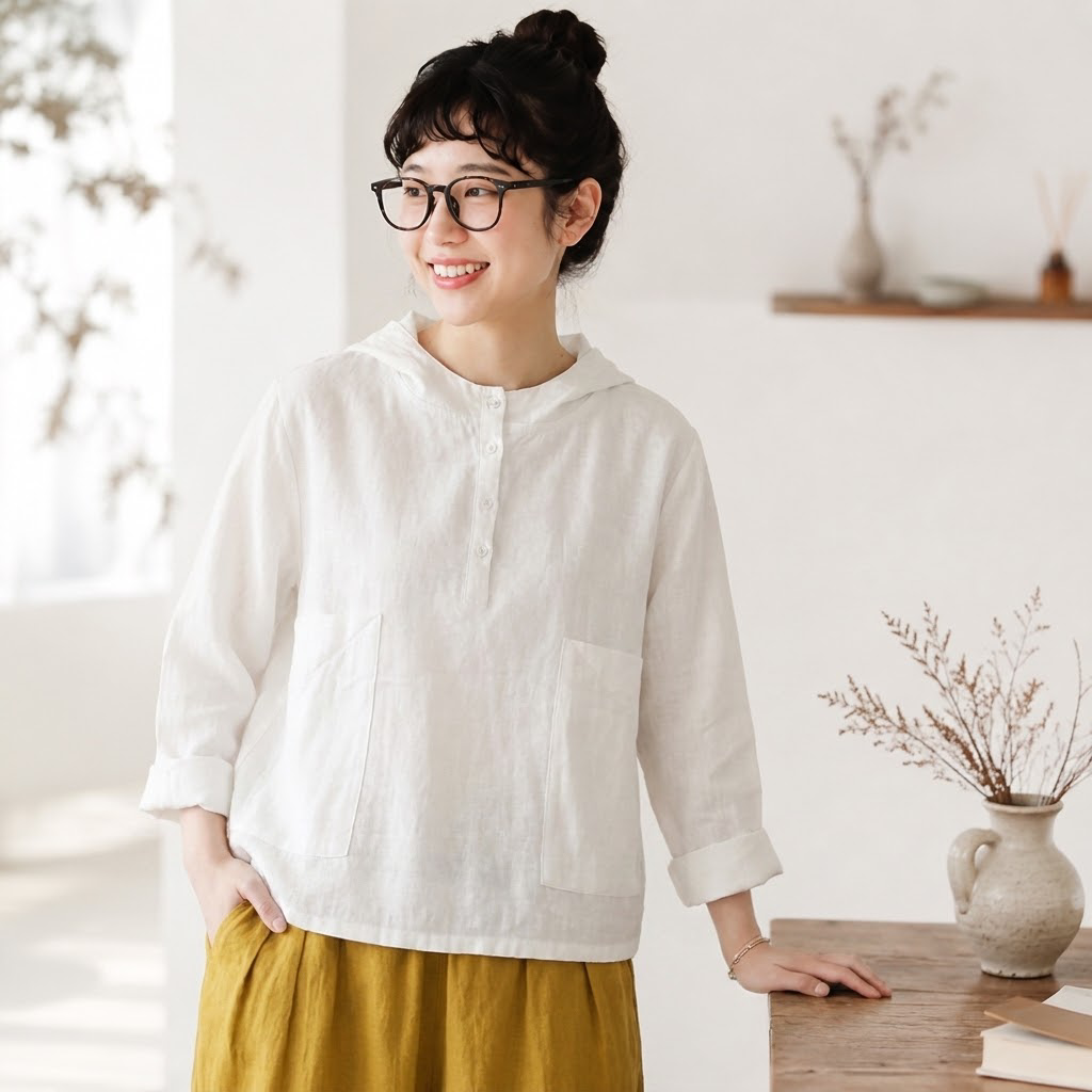 M-2XL 人気を独占中♡ 無地 長袖 フード付き ナチュラル Tシャツ M ホワイト