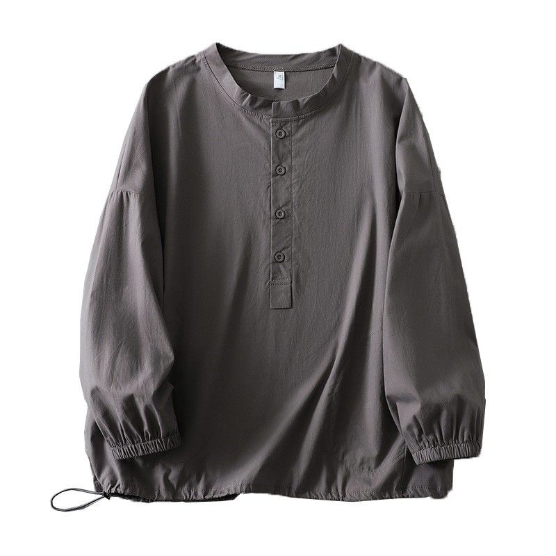 M-2XL シンプル 落ち肩スリーブ 体型カバー ロングスリーブ シャツ M ホワイト