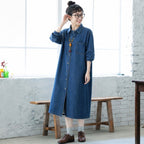 M-2XL 着回し ルーズシルエット デニム シャツワンピース 2XL ライトブルー