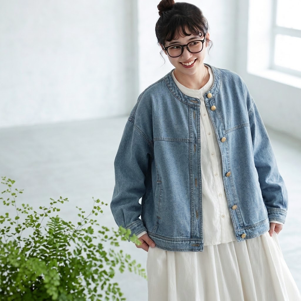 S-3XL 穏やかな風に似合うデニムジャケット S ライトブルー