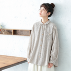 M-2XL ストライプ柄 大人向け 長袖 シャツ M ホワイト