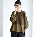 S-L 一枚で完成するふんわりニット S グレー