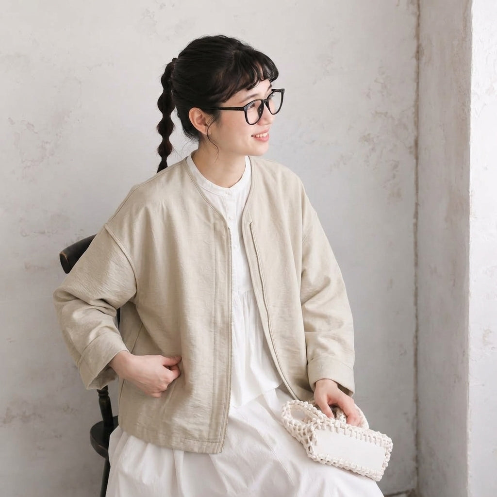 M-4XL 人気を獲得♡ 落ち肩スリーブ 長袖 無地 配色 ジャケット M ネイビー